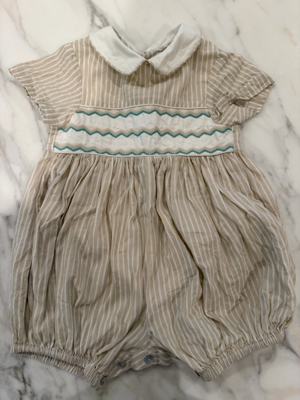 Charlotte sy Dimby Striped Peter Pan Collar Baby One-Piece Romper